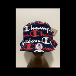 Champion Logo Fishers Bucket Hat Unisex Size L/XL Blue Red White New!
