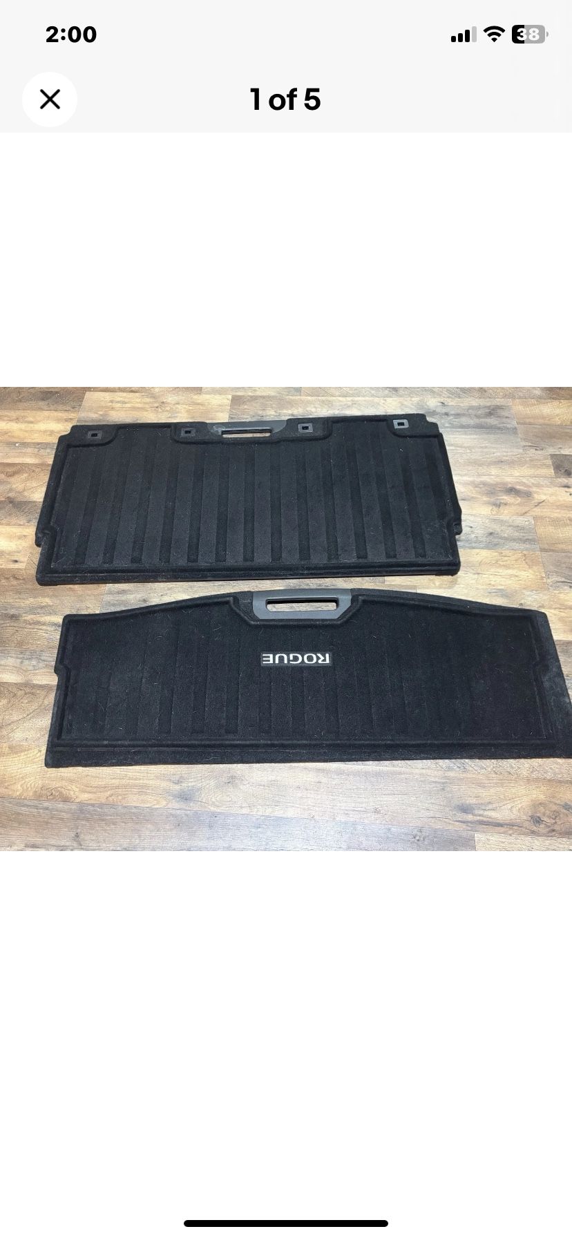 2014-2020 NISSAN ROGUE Trunk Cargo Floor Mat Cover W/ Carpets 2 Piece Black
