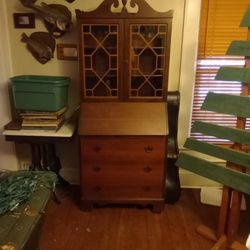 Antique Walnut Ball And Claw Secretary Desk