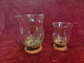 Glass and wicker candle holder/ decorative jar