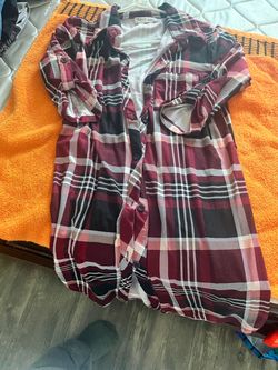Red Plaid Button-Down Flannel dress