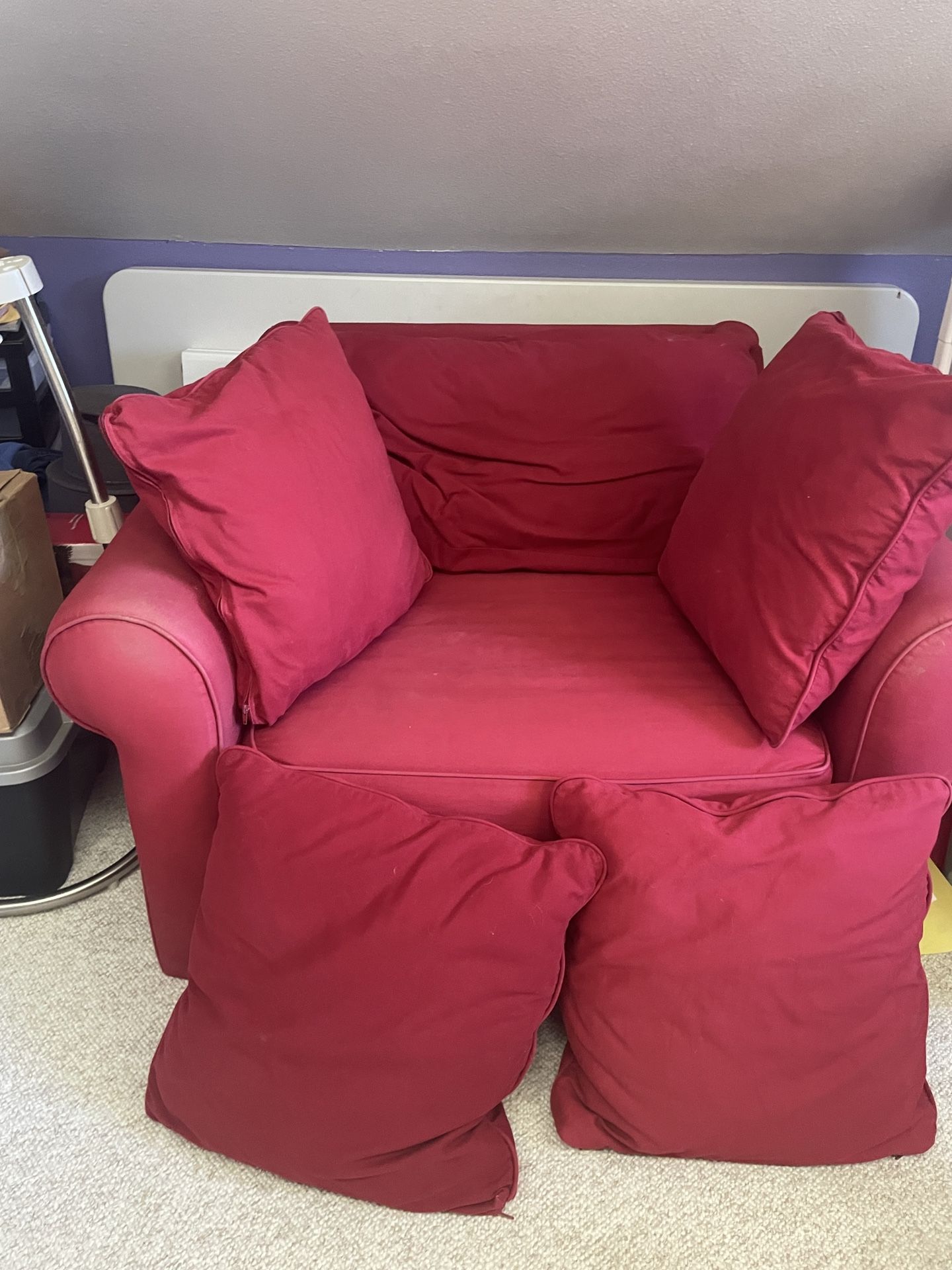 Red Comfy Armchair And Ottoman