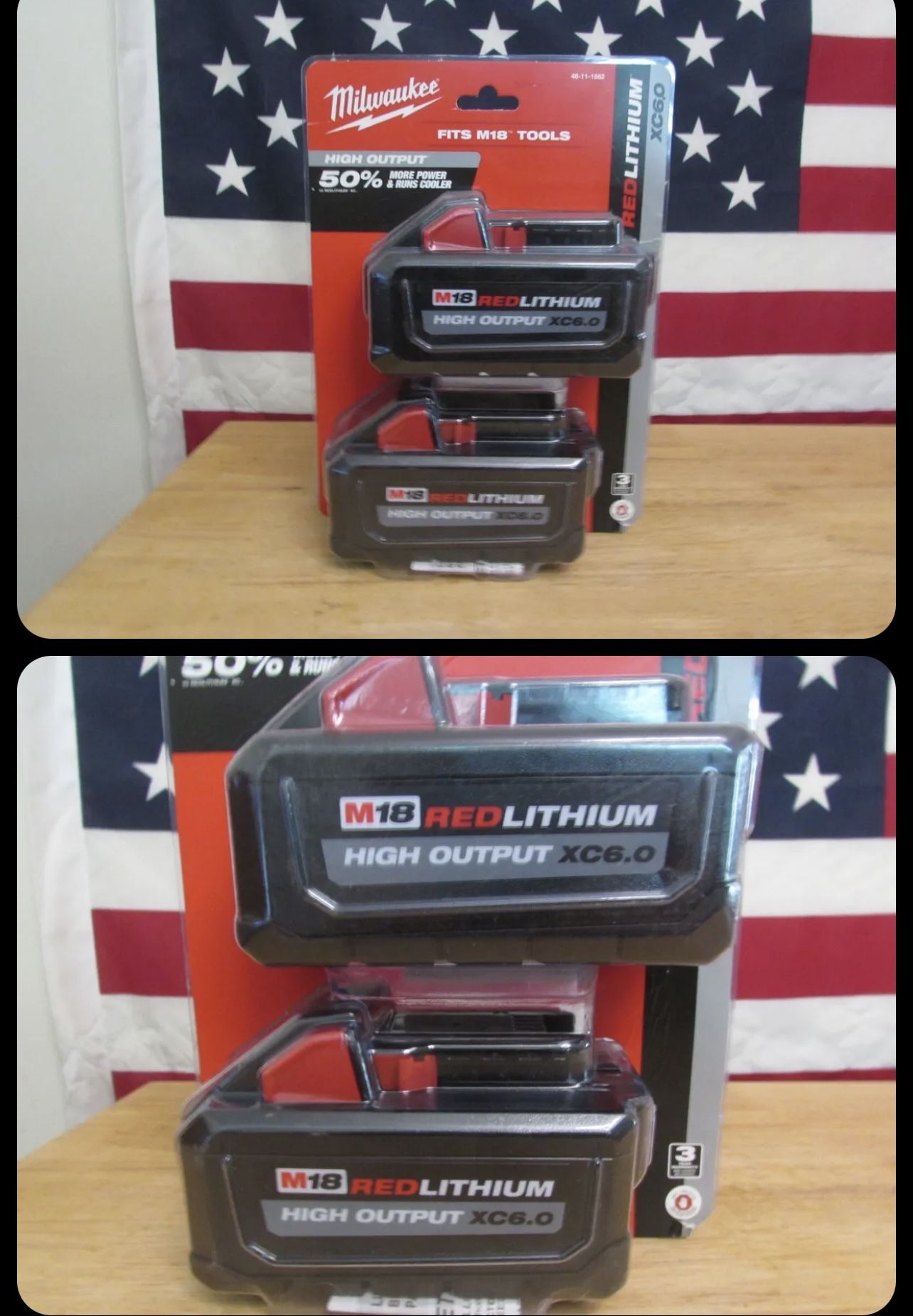 2 Pack Genuine Milwaukee M18 XC 6 amp 18V Lithium Battery 48-11-1862