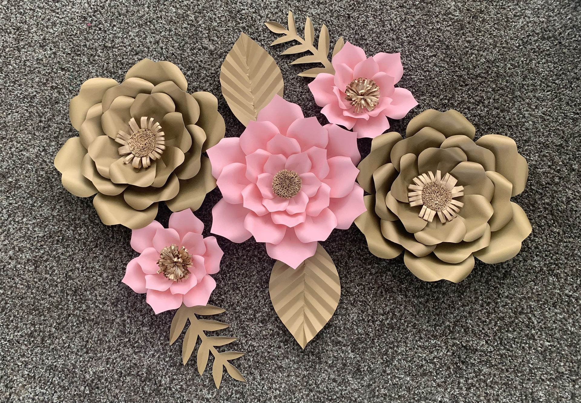 Paper Flowers For Party Decor Birthdays Baptism Bachelorette Quinceañera  Gold  Rose Pink Roses 
