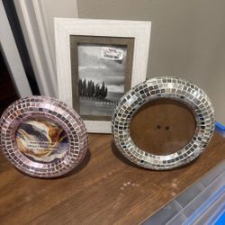 Mosaic Mirror Tile Round Photo Frames Set of 2