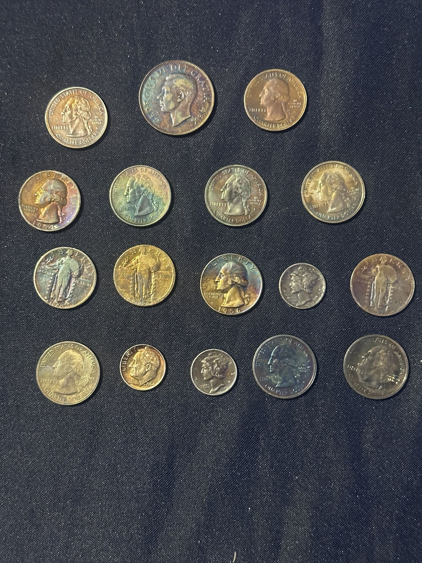 Silver Toned and Rainbow Toned US Coins All