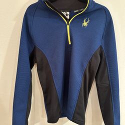 Spyder Blue and Yellow Quarter-Zip Pullover, Size Small