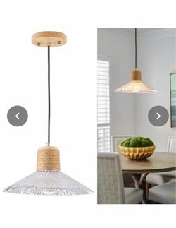 Pendant Light with Glass Shade and Rope Detail