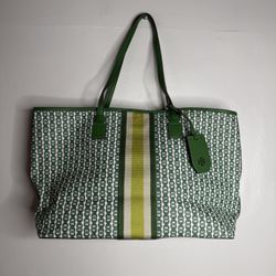 Tory Burch Gemini Monogram Linen Tote Bag