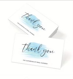 Thank You Cards for Small Business Orders – Blue Watercolor Appreciation Inserts
