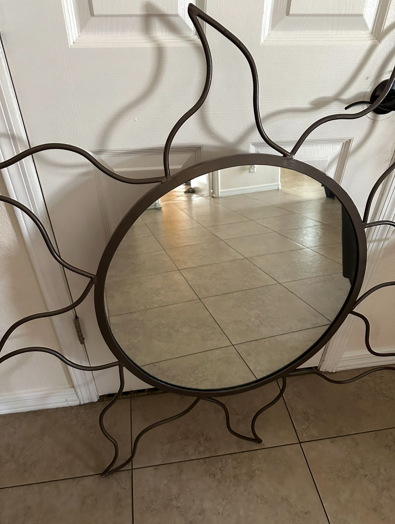 Wrought Iron Sun Mirror 53”