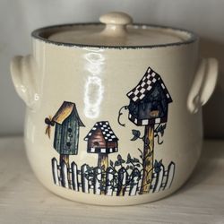 Bean Pot/Cookie jar with Handles w/ Lid – Birdhouse 