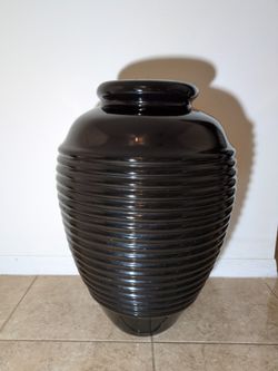 Art Deco Ceramic Vase Glazed Black
