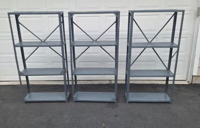 3 metal shelves