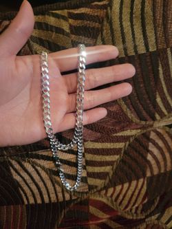 Italy 925 Solid Sterling Silver Cuban Link Chain Necklace for Men 24" Plata Italiana 925 Cadena Cubana Para Hombre 24"
