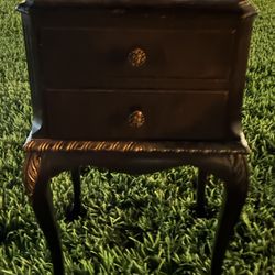 antique end table all wood 