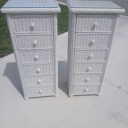 2 Wicker Lingerie Chests Glass Tops