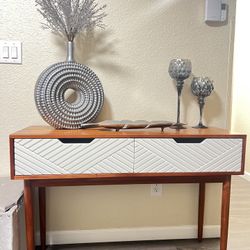 Touraco Brown White Geometric Drawers Console Table