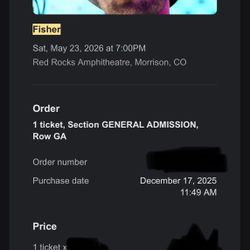 Fisher @ Red Rock Amphitheater Ticket