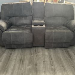 Gray Soda And Love Seat Recliners