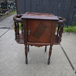Antique Smokers/ Humidor End Table - Walnut wood