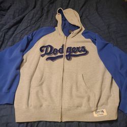 RARE Los Angeles Dodgers XXL 2X Cooperstown Collection full Zip heavyweight Hooded Pullover Sweatshirt 