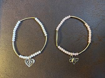 Pink And Beige Bracelets