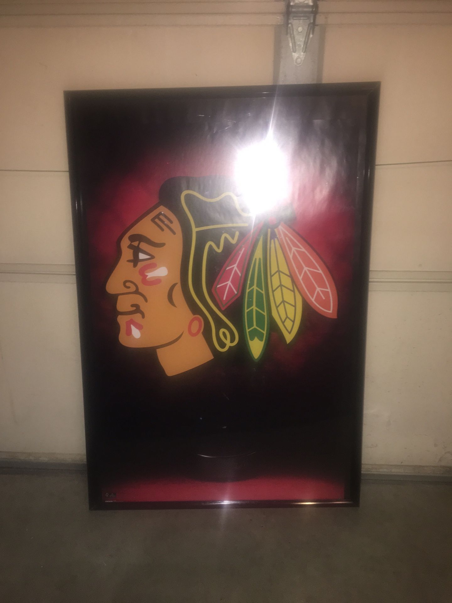 Framed Chicago Blackhawks NHL Hockey Poster Sports Room Collectibles 2ft by 3ft. Located in Plainfield off Route 59 and Caton Farm Road.