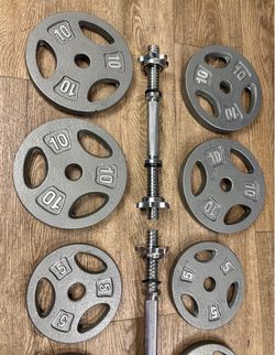 Set of Standard Cast Iron Dumbbells CAP; Minimalistic… Beautiful   80 pounds.