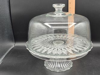 Glass Covered Cake Stand/Raised Bowl, 11"