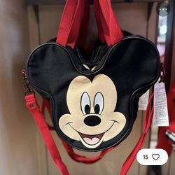 2026 Disney Parks Mini MICKEY MOUSE FACE CANVAS BLACK TOTE BAG NEW
