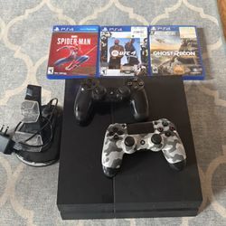 PS4 , Charger, 2 Controllers + 3 Games