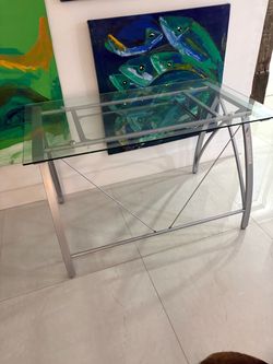 Glass and metal desk