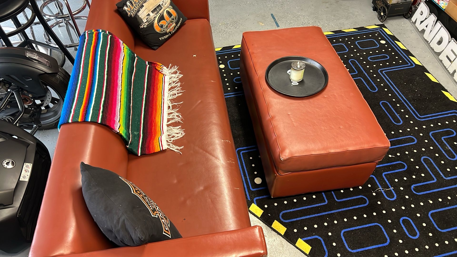 Man Cave Couch With Ottoman 