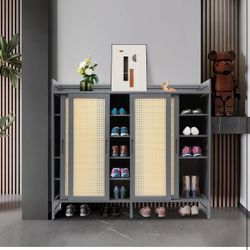 Shoe Cabinet 6 Tier Standing Shoes Rack with Door Shoe Storage Cabinet for Entryway, Sliding Door Sh