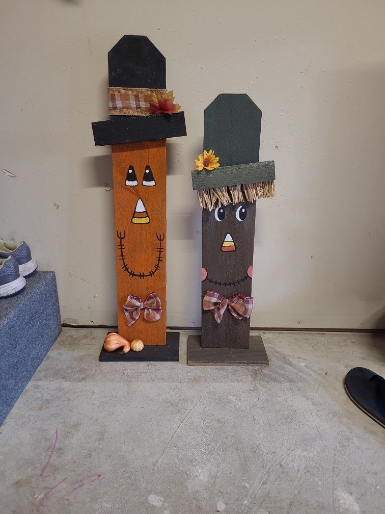 Fall Porch Decor Candy Corn Pumpkin & Scarcrow