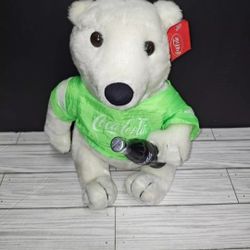 Play By Play Coca Cola Polar Bear In Green Jersey Plush Collectible Toy 2001