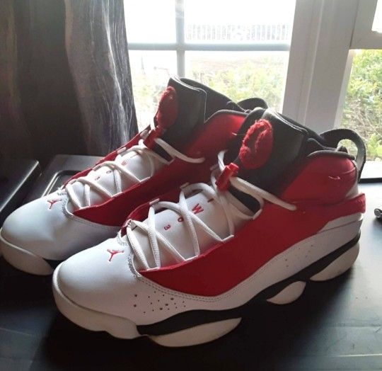 Nike Air Jordan 6 Rings (contact info removed) MENS Size 12 Shoes White 'Carmine ' University Red