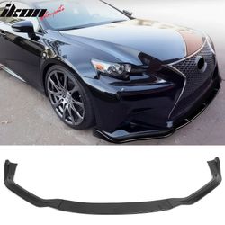 Fits 2014-2016 Lexus IS F Sport Sedan IKON 2 Style Front Bumper Lip Gloss Black 3PCS