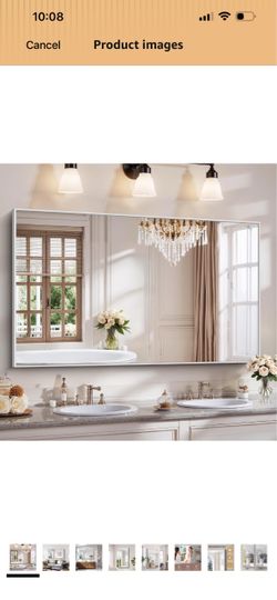 YIROMAN Bathroom Mirror 60"x36", Large Brushed Silver Bathroom Mirror