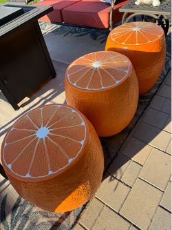 Set of 3 outdoor ceramic stools