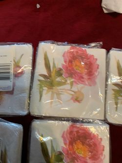 6 packs of pink peonies napkins beverage