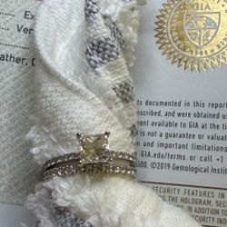 Natural Diamond Engagement Ring & Wedding Band Set – 0.9 Carat – Size 6