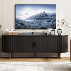 71 " TV Stand with Power Outlet for TVs up to 70 Inch, Entertainment Center with Storage and Adjustable Shelves, Modern Media Console with Sliding Doo