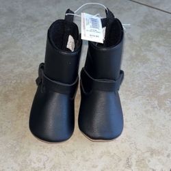 Old Navy Baby Girl’s Black Faux Leather Boots, Size 6-12 Months 