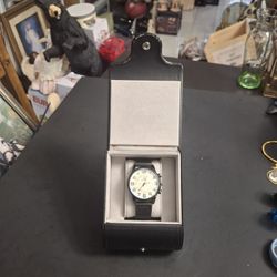 Brand New SLDA Quartz Men's Business Watch With Black Leather Band-In It's Own Original Case & Has The Crown Protector Still On It