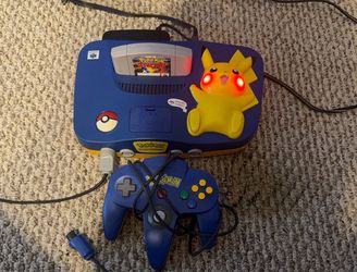 Nintendo 64 Pikachu Edition Console Bundle – Tested & Working – OEM Controller + Pokémon Stadium