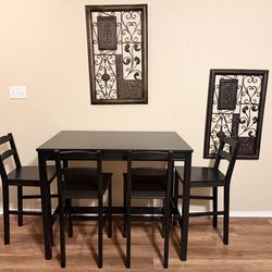 Black High Top Dining / Kitchen Table and Chairs