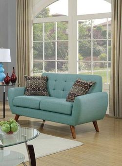 Brand new 60" linen midcentury loveseat +2 accent pillows