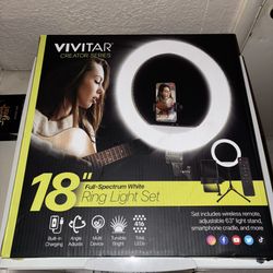 VIVITAR Creator Series | 18" Full Spectrum White Ring Light Set | VIV18RLWM NEW